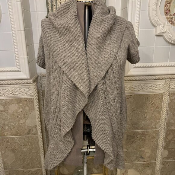 Mono Reno. Sz M. Full Length Fur Content Open Front Shawl Collar. Cardigan   B72 - Picture 1 of 7